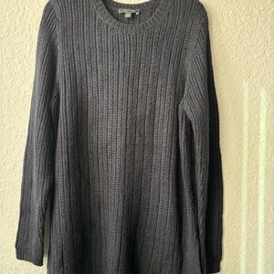 Ann Taylor Charcoal Ribbed Crew Neck Sweater
